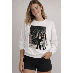 DKNY Sport Womens New York City Graphic Sweatshirt White P5JOHCSC Size L NEW